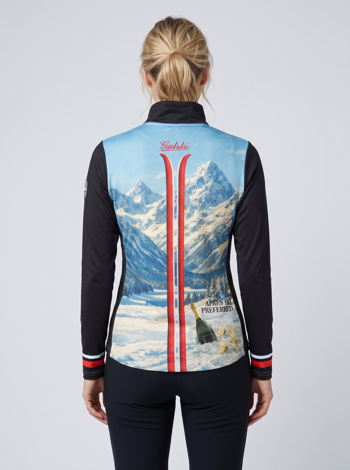 Gutski Alp Luxury dames-skipully in zwart, achterkant