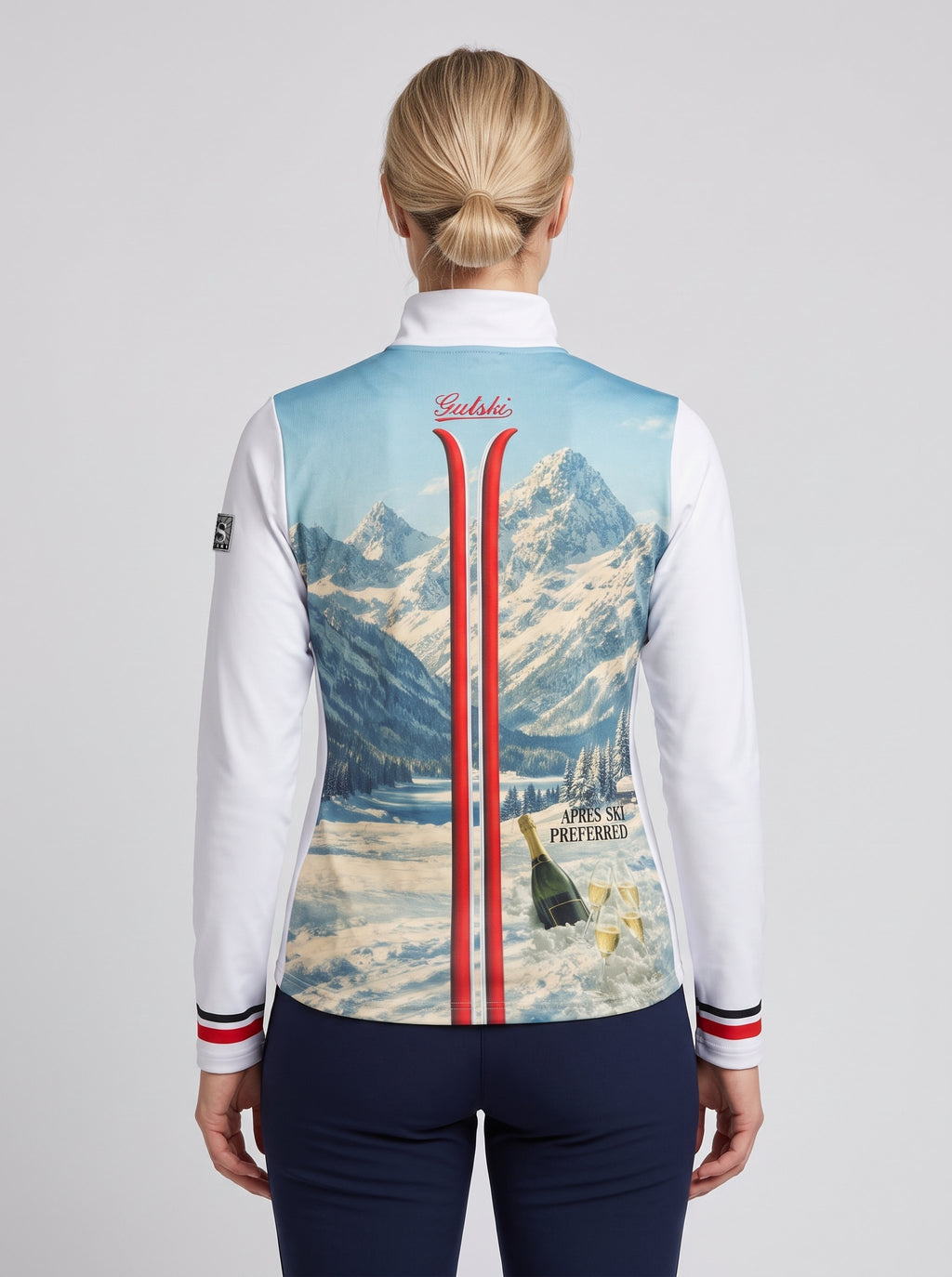Gutski Alp Luxury women's ski midlayer in white, back