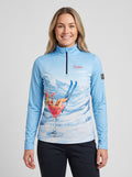 Gutski Alpine Martini women's ski midlayer in blue, front