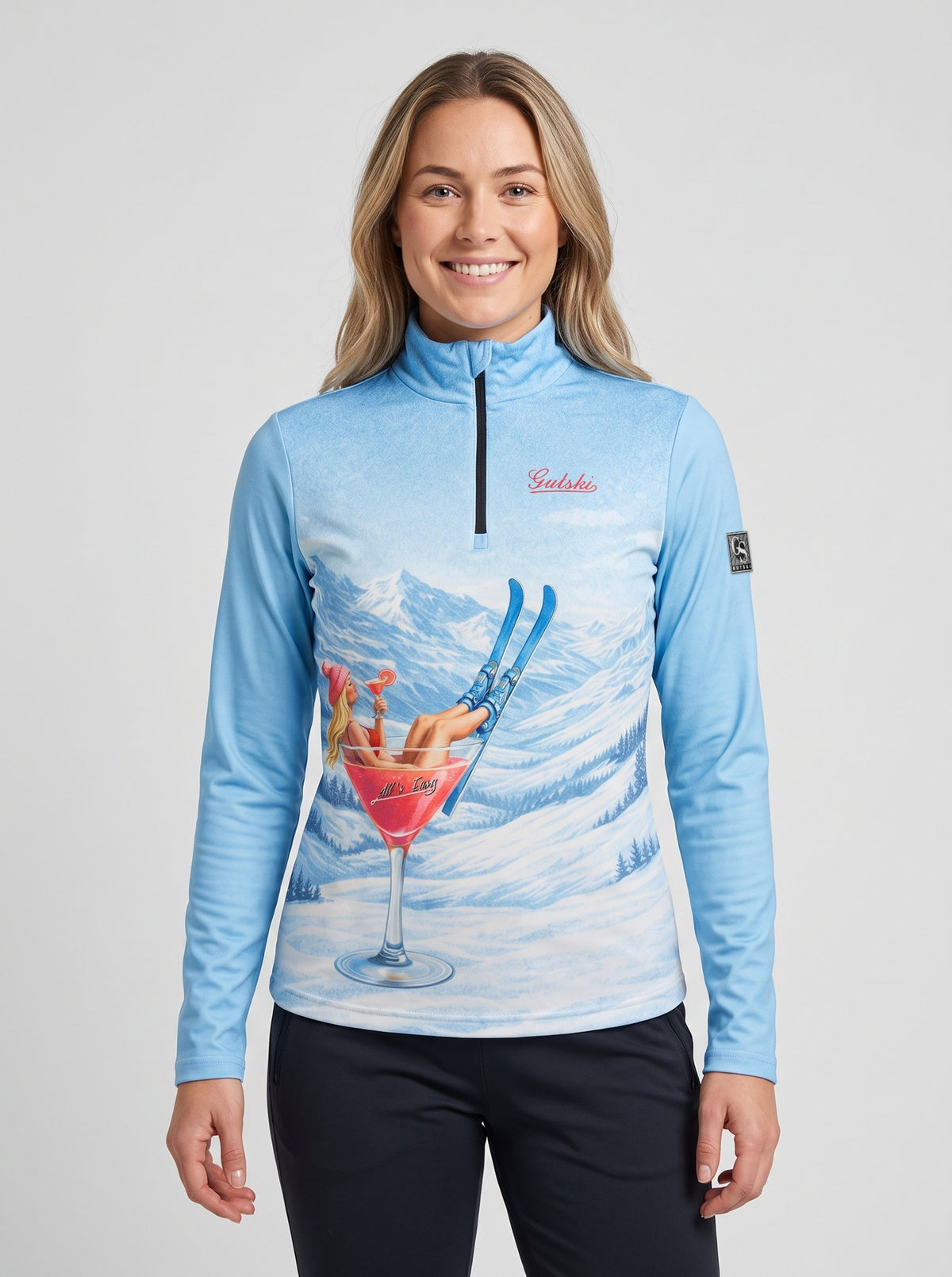 Gutski Alpine Martini dames-skipully in blauw, voorkant