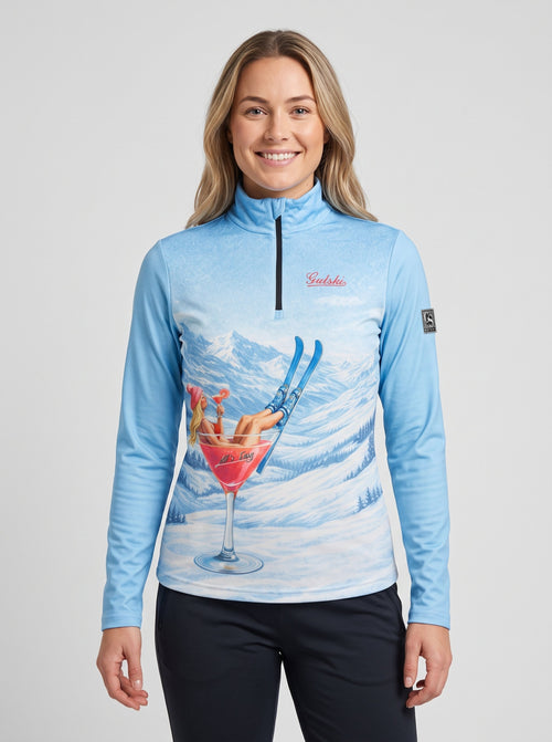 Gutski Alpine Martini women's ski midlayer in blue, front