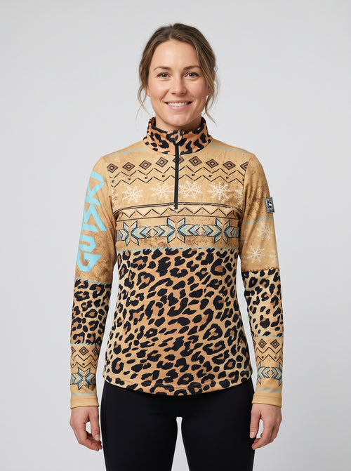 Gutski Alpine Safari Skipullover für Damen in Petrol, Vorderseite