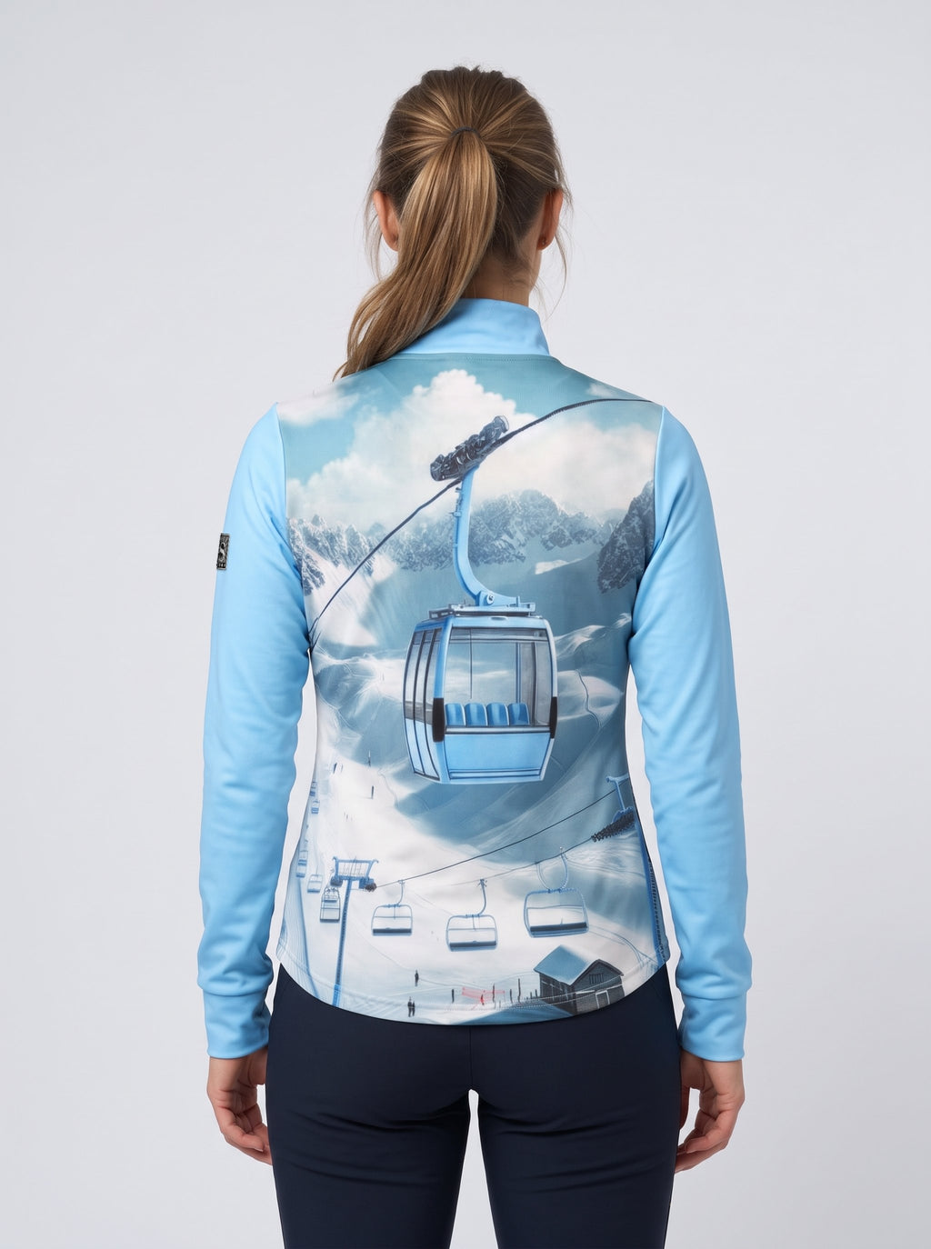Gutski Champagnehirsch Skipullover für Damen in Hellblau, Rückseite
