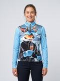 Gutski Champagnehirsch Skipullover für Damen in Hellblau, Vorderseite