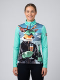 Gutski Champagnehirsch dames-skipully in mint, voorkant