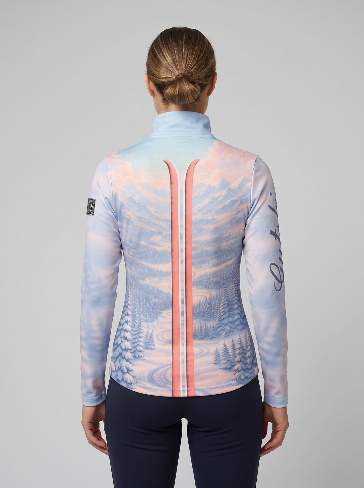 Gutski Luxury Lift women's ski midlayer in blue, back
