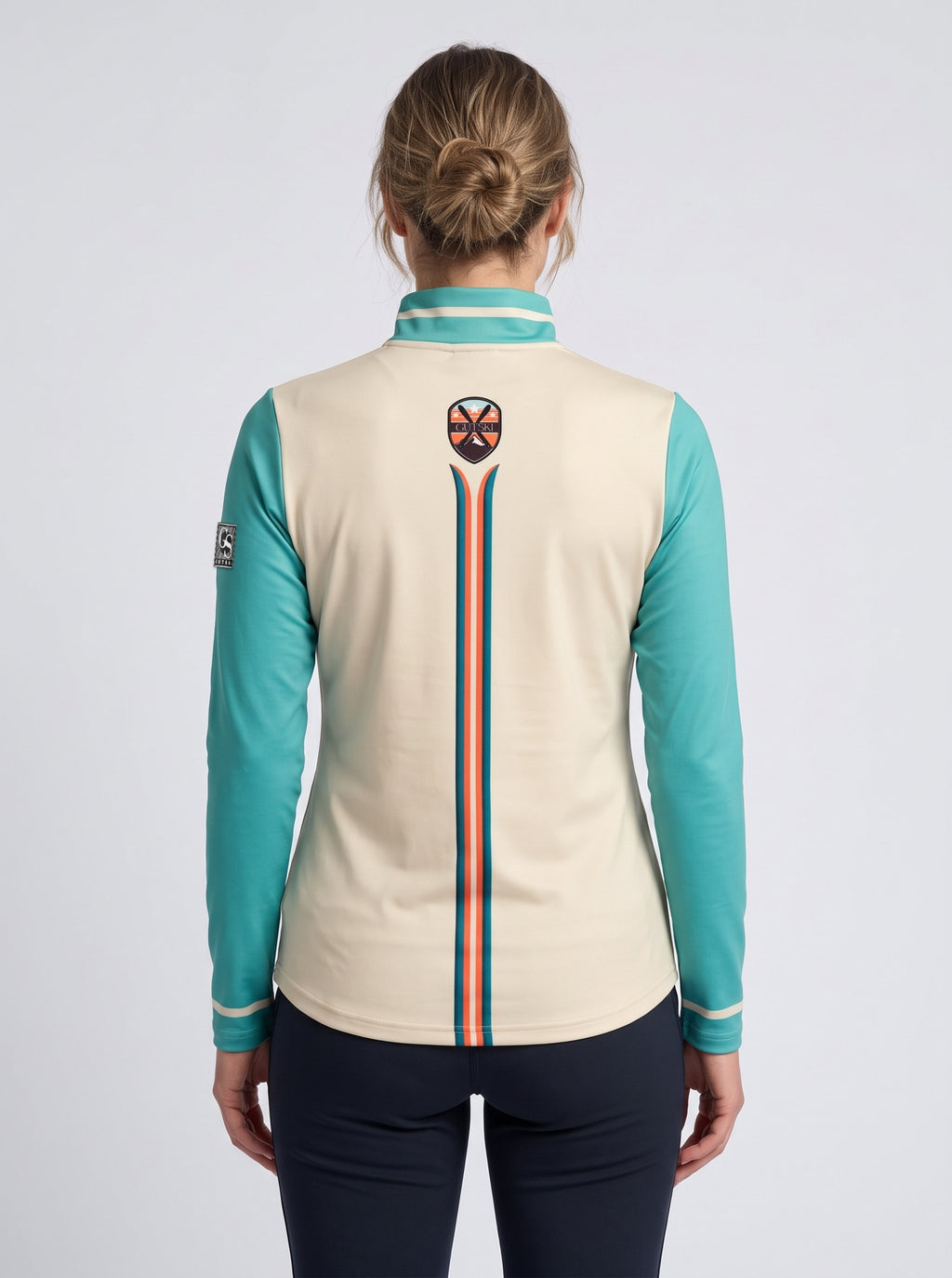Gutski Miss Ski women's ski midlayer in green, back