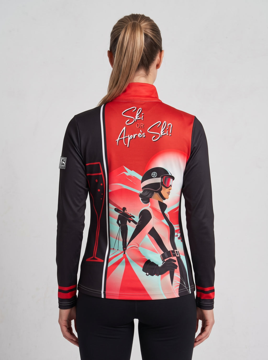 Gutski St. Moritz women's ski midlayer in red, back
