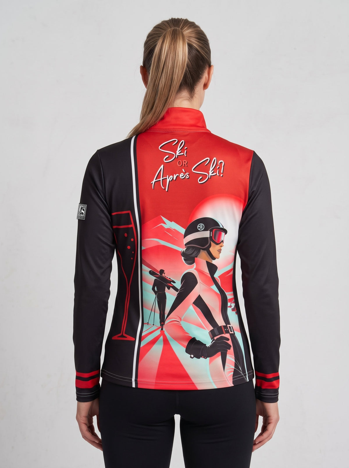 Gutski St. Moritz women's ski midlayer in red, back