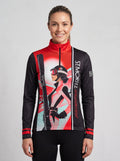 Gutski St. Moritz women's ski midlayer in red, front