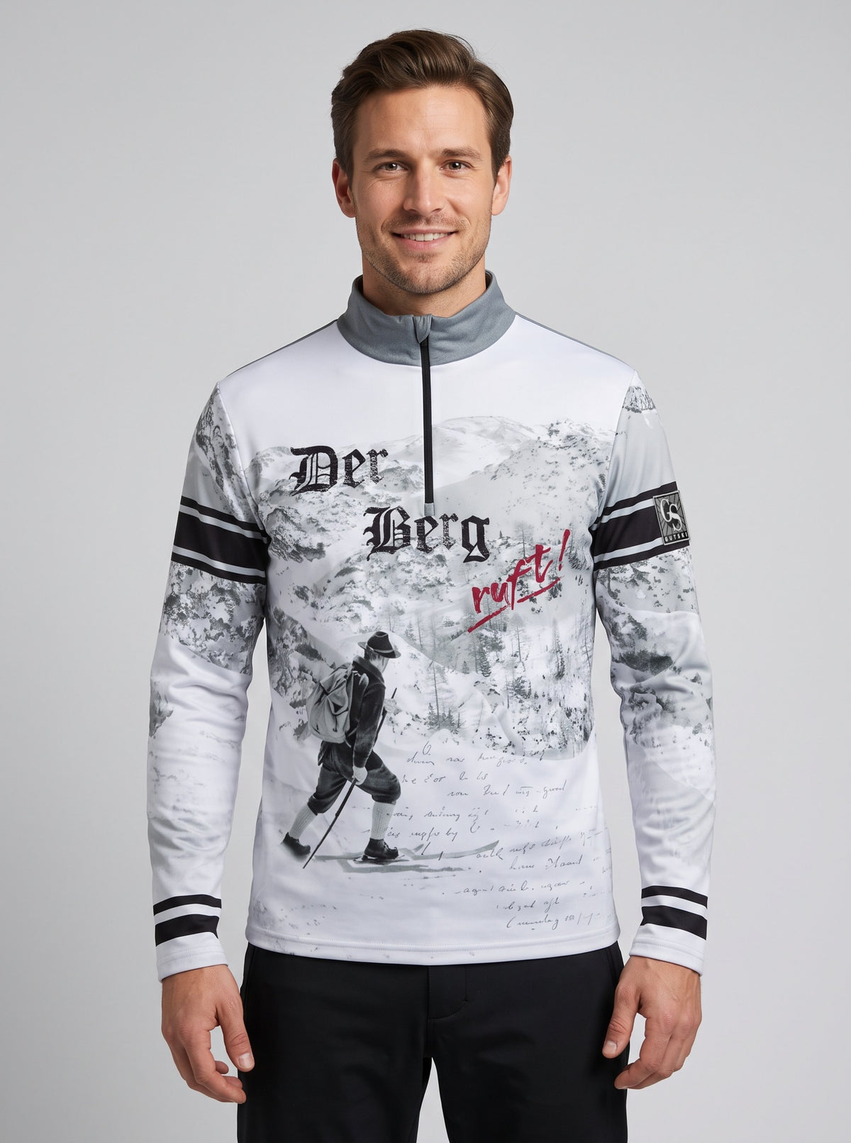 Gutski Der Berg Ruft men's ski midlayer in white, front