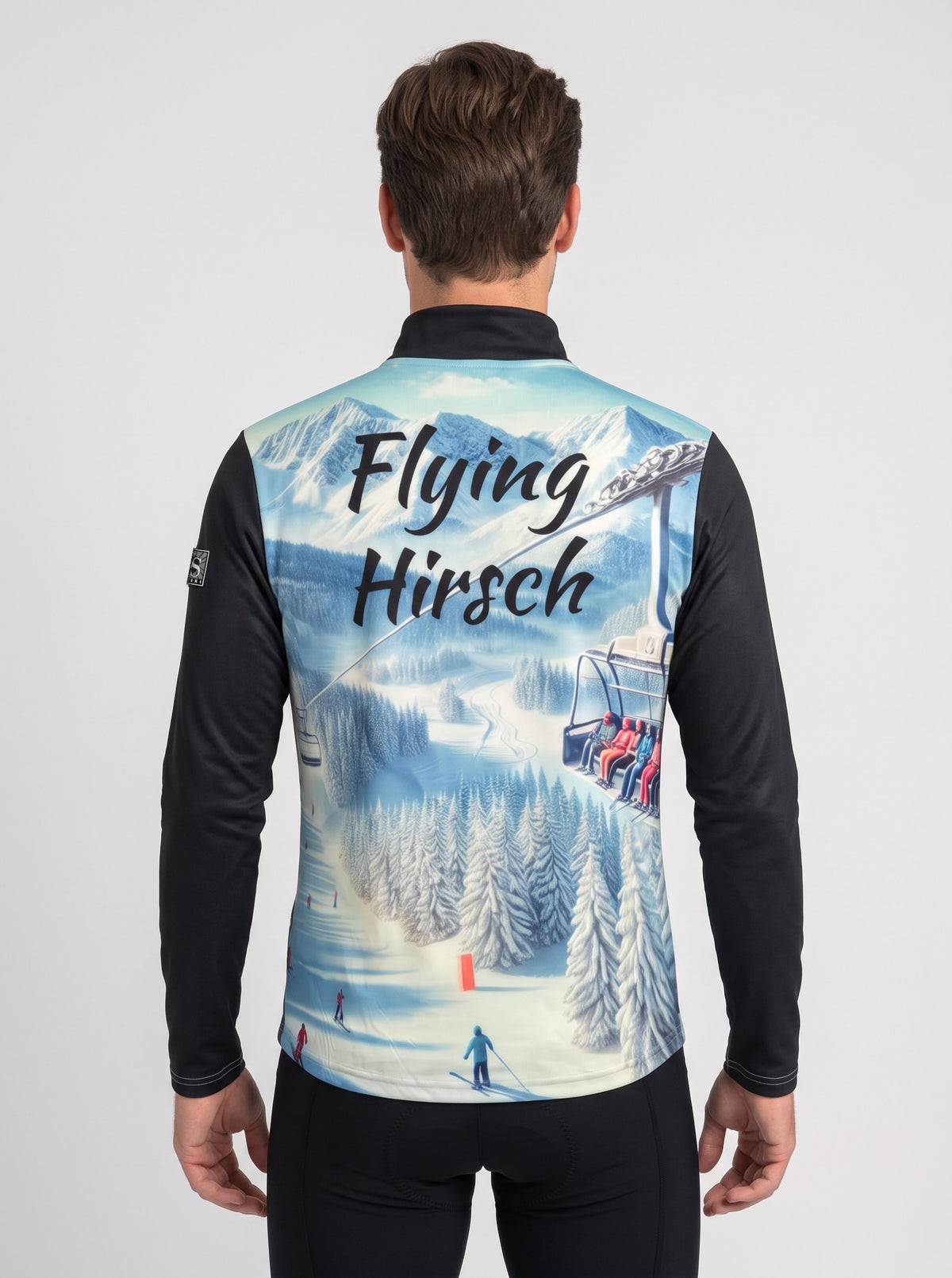 Gutski Flying Hirsch men's ski midlayer in black, back