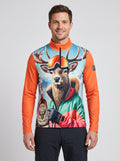 Gutski Flying Hirsch Skipullover für Herren in Orange, Vorderseite