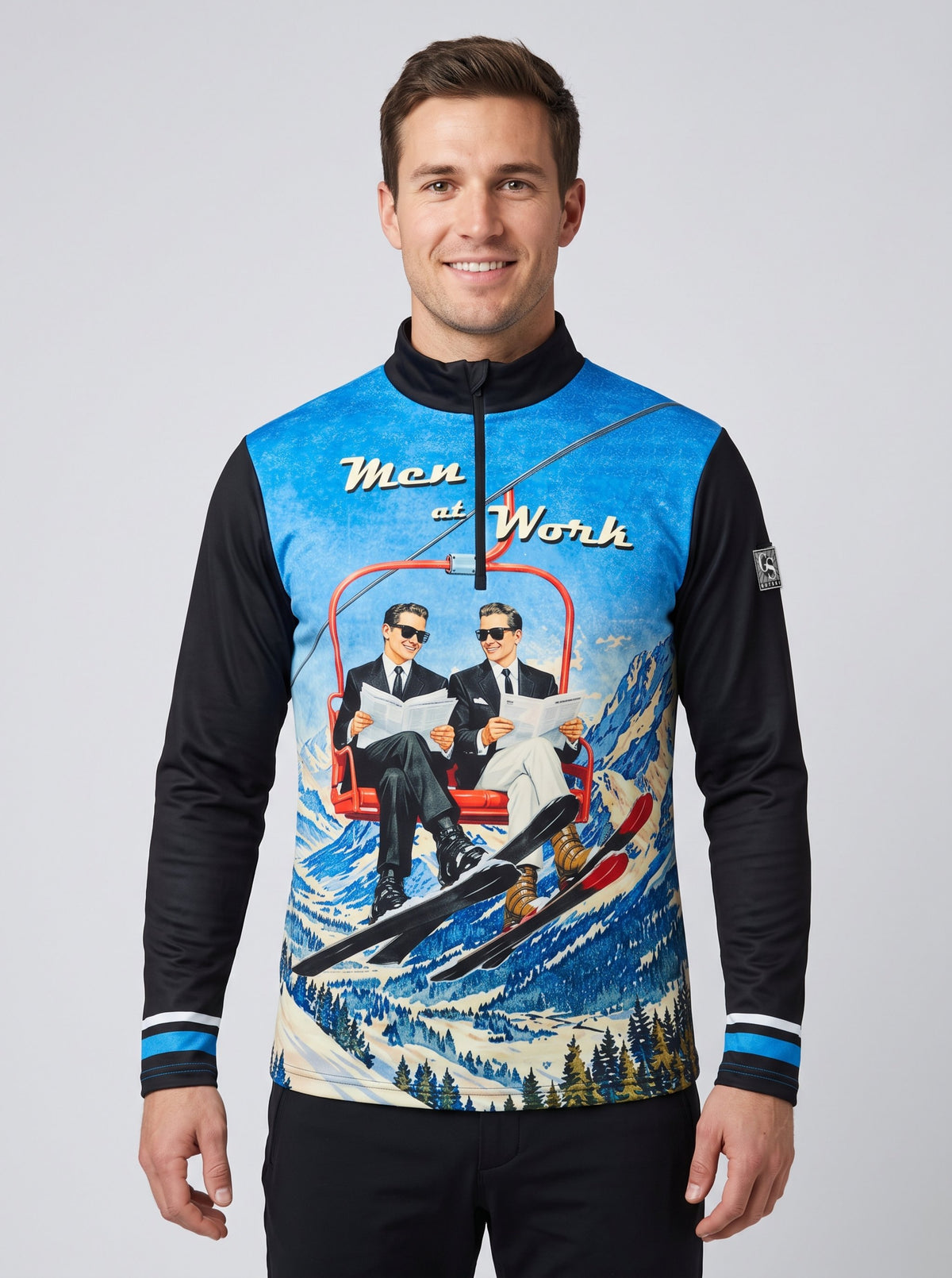 Gutski Men at Work men's ski midlayer in black, front