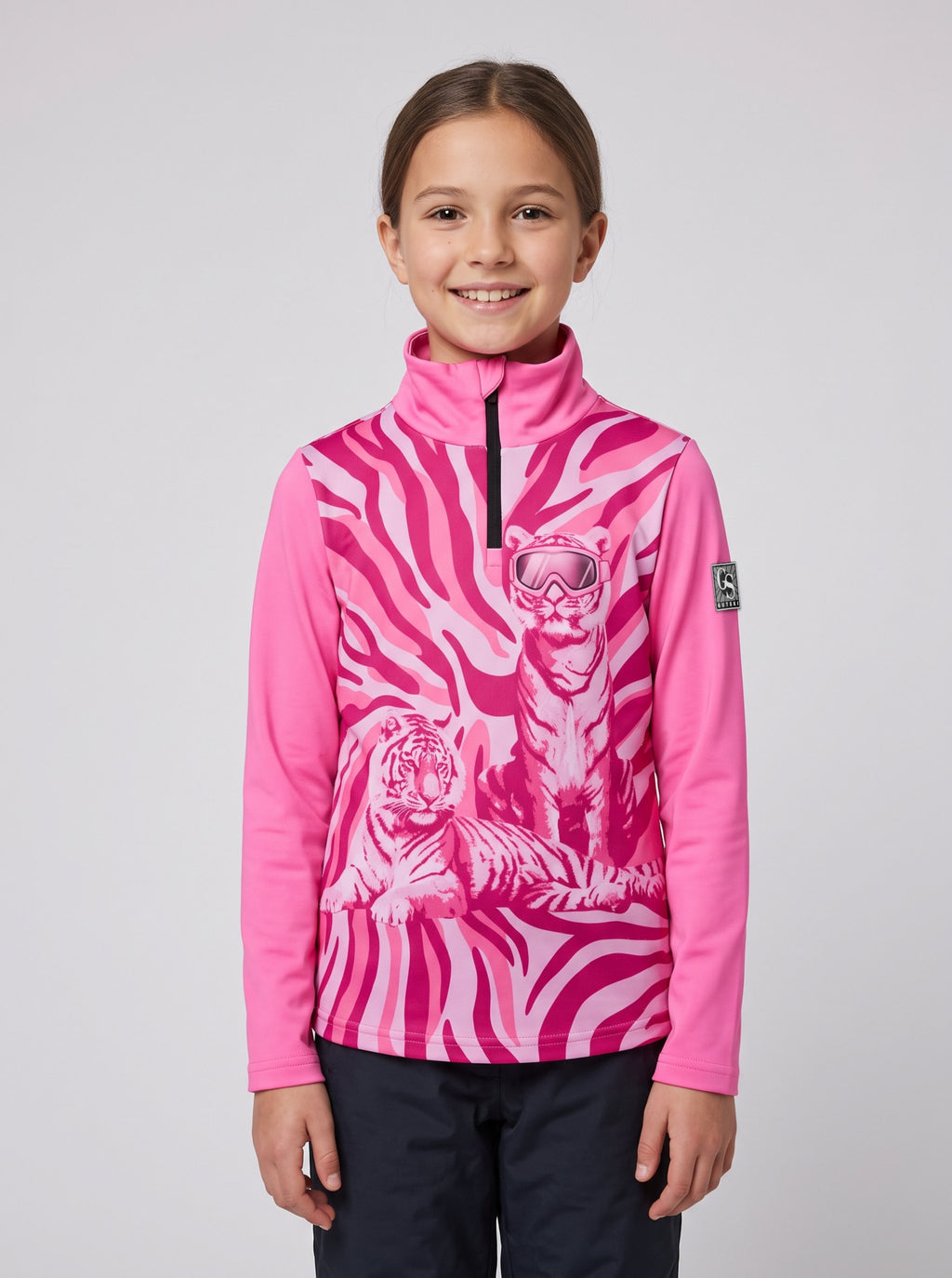 Gutski Pistentiger kids' ski midlayer in pink, front