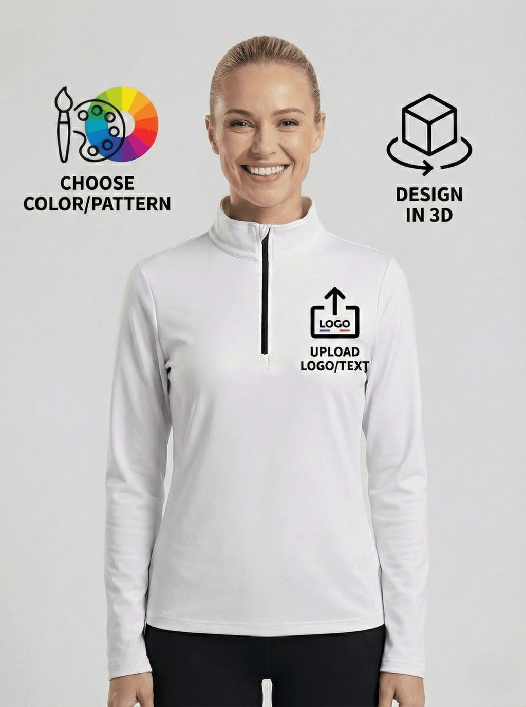 Vooraanzicht van de eigen design skipully voor dames waar men zelf haar skipully kan samenstellen