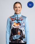 Champagnehirsch 26/27 skipully dames in lichtblauw, voorkant