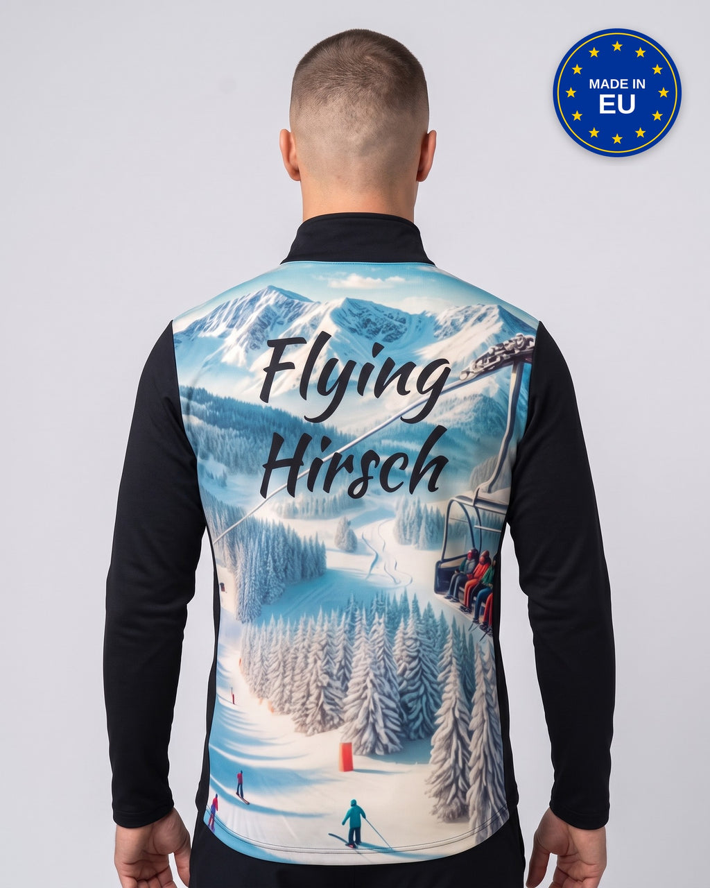 Flying Hirsch 26/27 skipully heren in zwart, achterkant