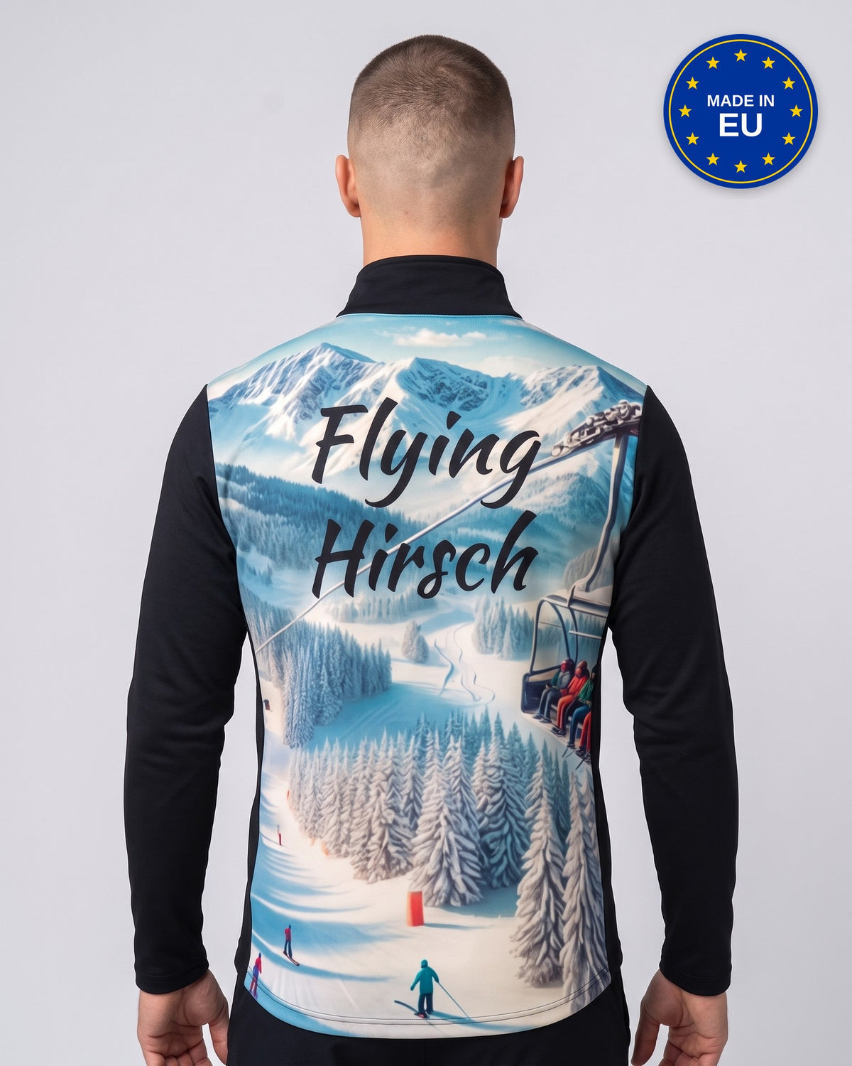 Flying Hirsch 26/27 skipully heren in zwart, achterkant